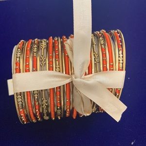 NWT Amrita Singh orange and gold bangles